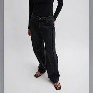 Tibi Vintage Black Denim Tuck Jean